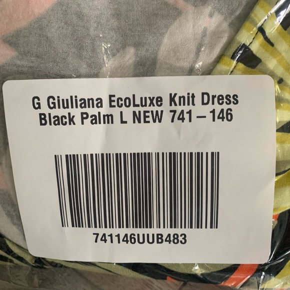 NWT G BY GIULIANA ECOLUXE KNIT DRESS BLACK PALM LARGE - Picture 10 of 12